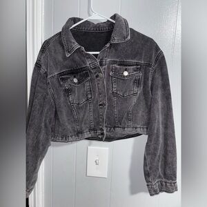 Black Denim Cropped Jacket